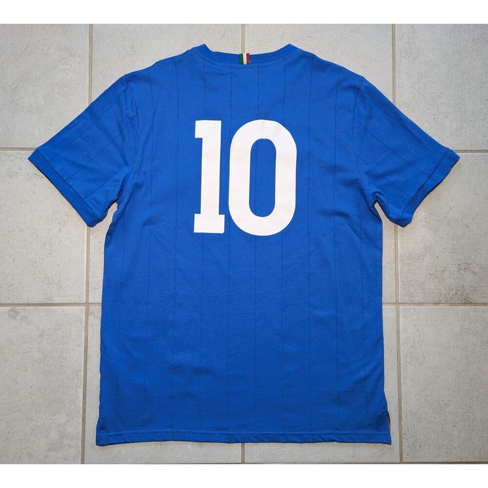 Football Town Men's XL Italy #10 Short Sleeve Shirt Blue Cotton Soccer - Picture 5 of 6